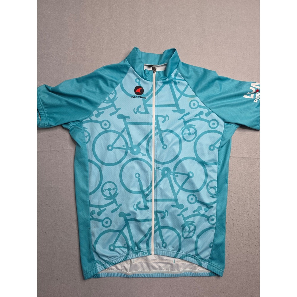 Pactimo Cycling Jersey Mens Large Blue‎ Lund Ride For Children Graphic Full Zip